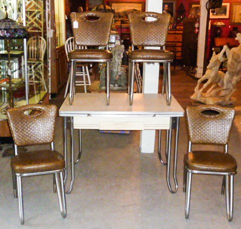 ART DECO PORCELAIN TABLE 4 CHAIRS (1 of 3)