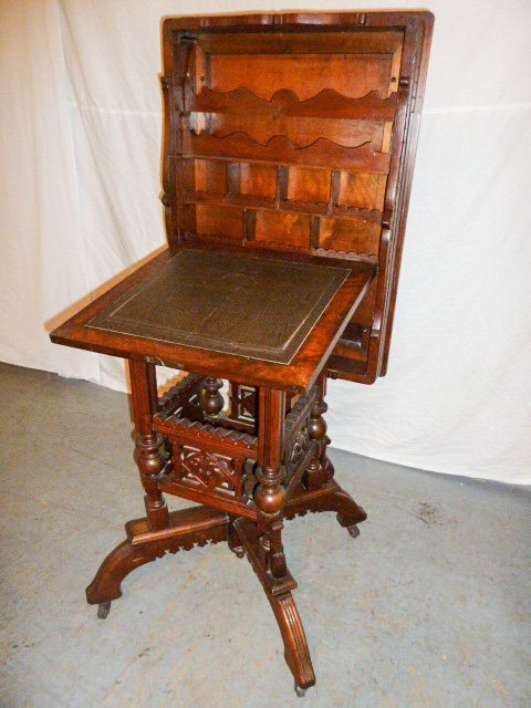 VICTORIAN FLIP TOP ORNATE DESK/STAND (1 of 7)
