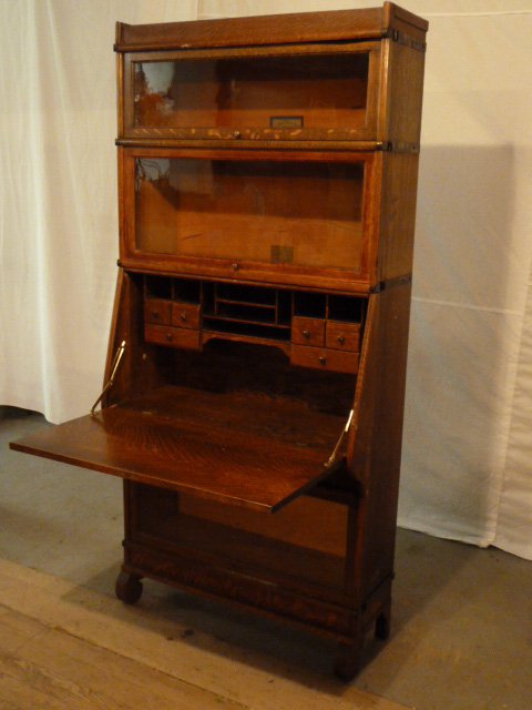 GLOBE-WERNICKE OAK BANDED BOOKCASE DESK (1 of 6)