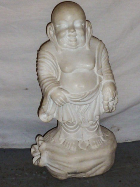 CARVED MARBLE SCULPTURE OF LAUGHING BUDDHA (1 of 7)