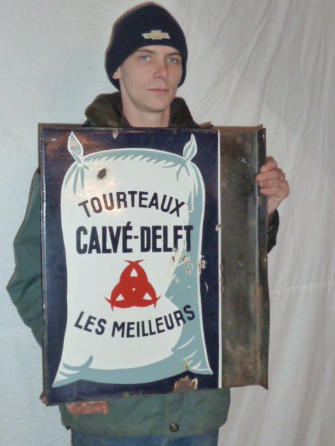 VINTAGE PORCELAIN DOUBLE SIDED FRENCH FLOUR SIGN (1 of 5)