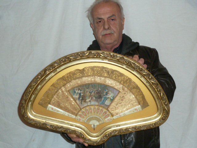VINTAGE HAND TINTED FAN CUSTOM FITTED SHADOW BOX (1 of 5)