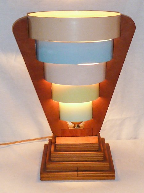 MID-CENTURY MULTI-COLORED TIERED TABLE LAMP (1 of 6)
