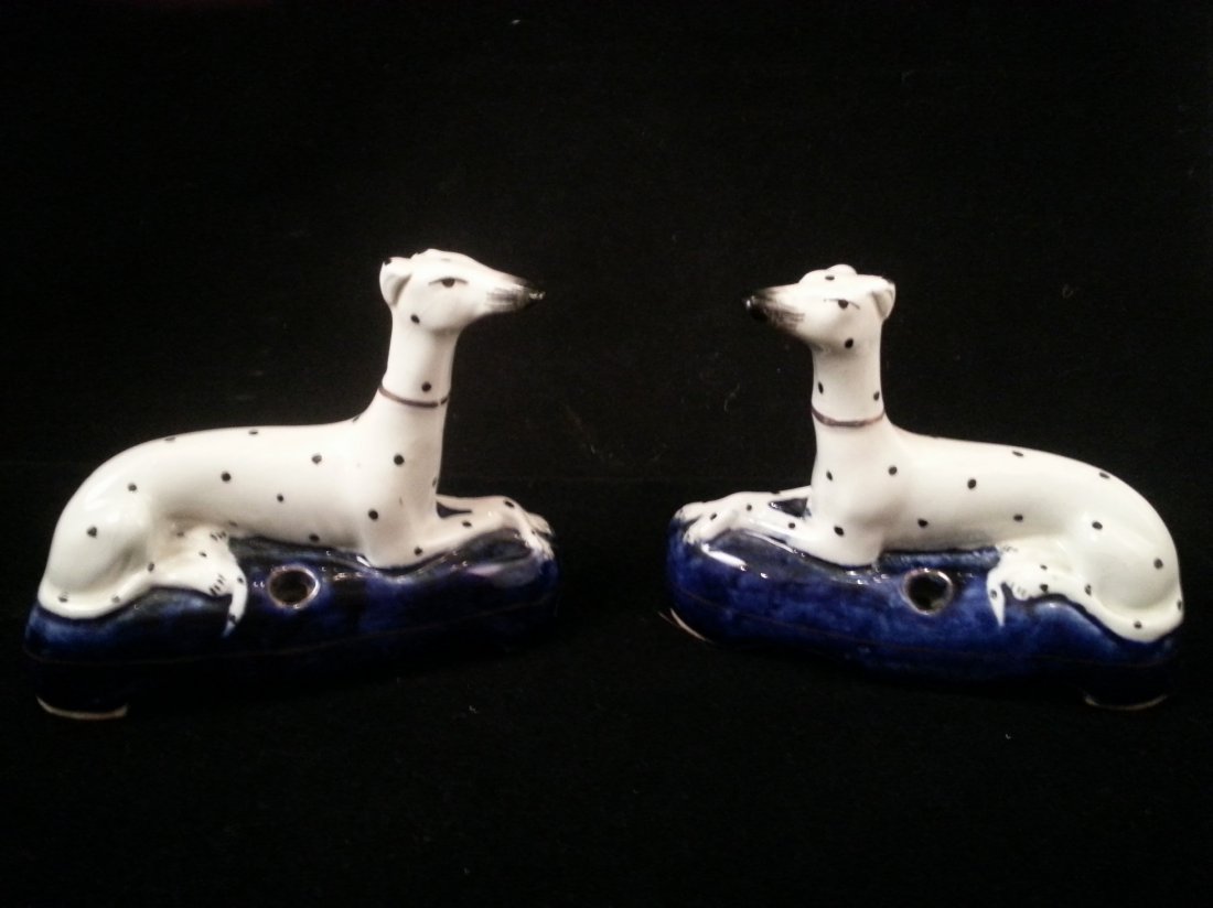 Pair Staffordshire Dalmation  inkwells (1 of 5)
