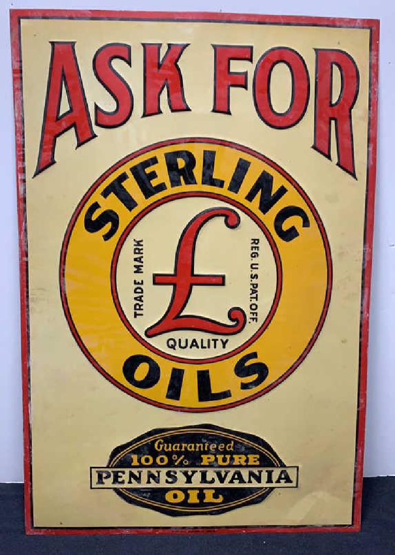 Sterling Oils Tin Sign. Measures 13.5â€ X 20â€ (1 of 4)