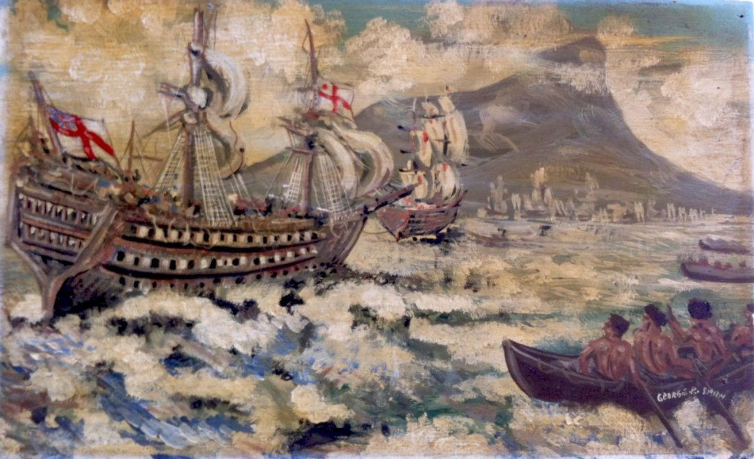 Painting On Wood Panel, British Galleon, G. P. Smith (1 of 3)