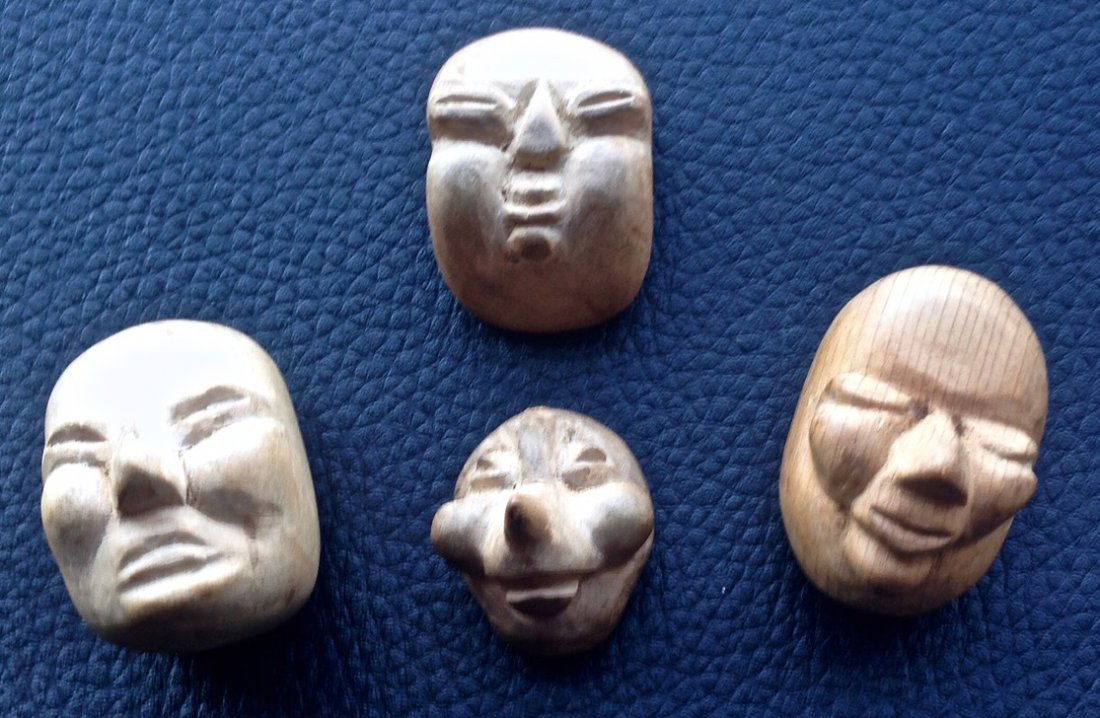 Japanese Carved Wood Noh Theater Masks (1 of 3)