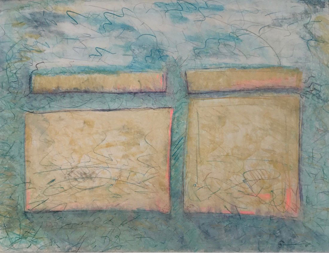 Tabo Toral Modernist Abstract painting,1985 (1 of 2)