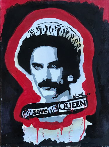 Freddie Mercury God Save The Queen Painting Signed May 22