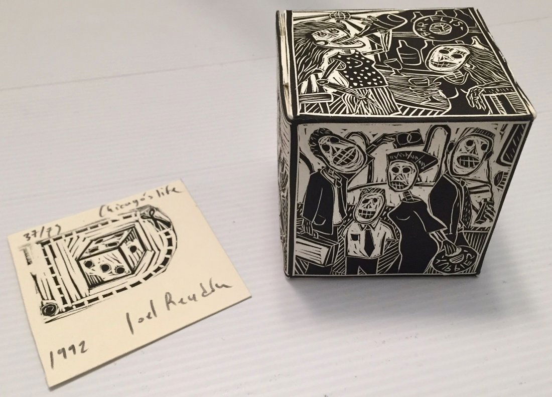 Mexican Linocut "Chicago's Life" Joel Rendon (1 of 5)