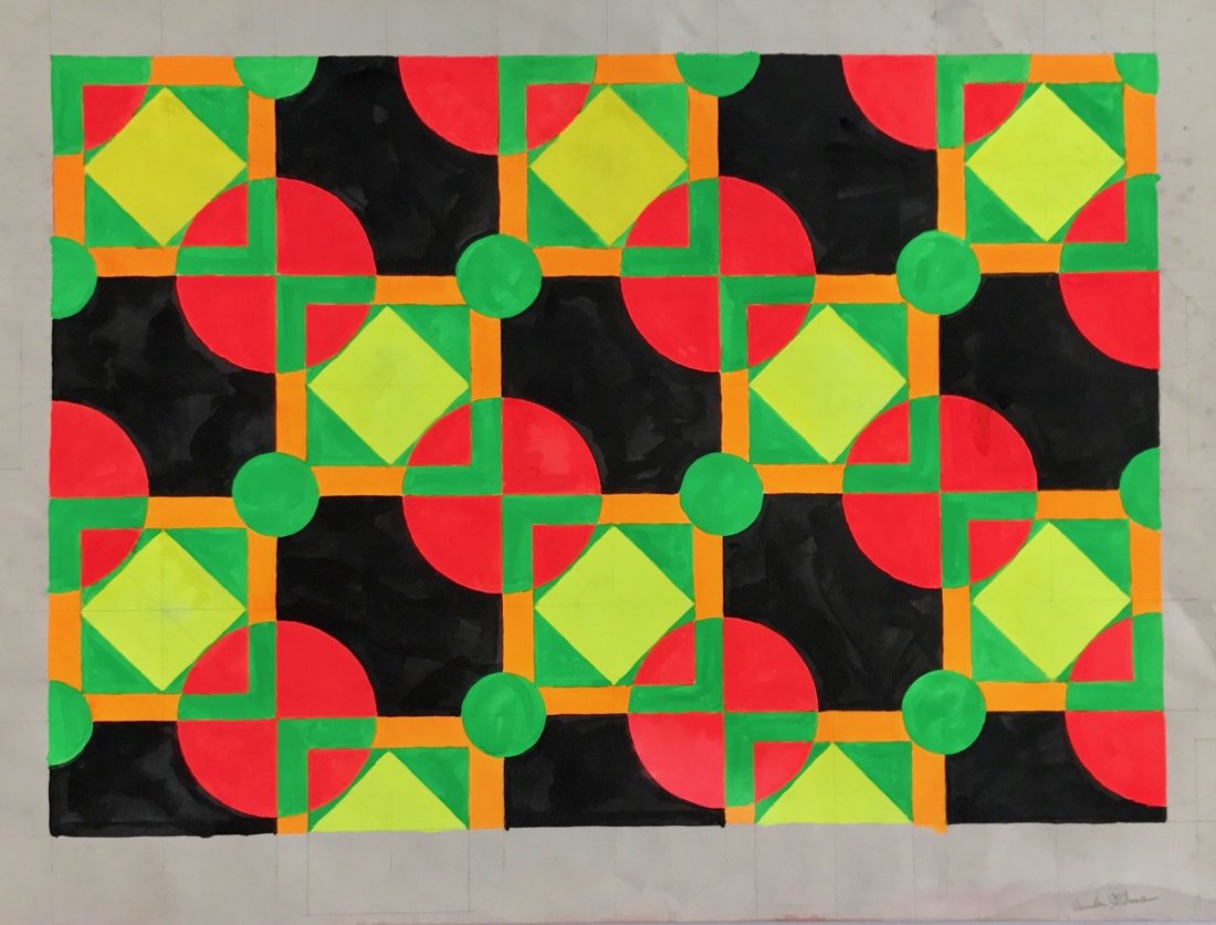 Abstract Geometric Watercolor Painting, Charles Seidman: Charles Seidman (American, New York, 1942). American Geometric Abstract Watercolor. Dimension: wove paper: 24" x 17.75". Signed by the artist: Charles Seidman & estate stamped: Charles Seidman. Condit