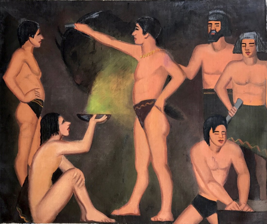 American 1930's Oil Painting Wpa Mural Study (1 of 4)