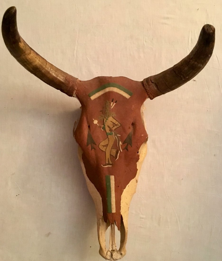 Native American Indian Sand Painted Bull Skull (1 of 4)