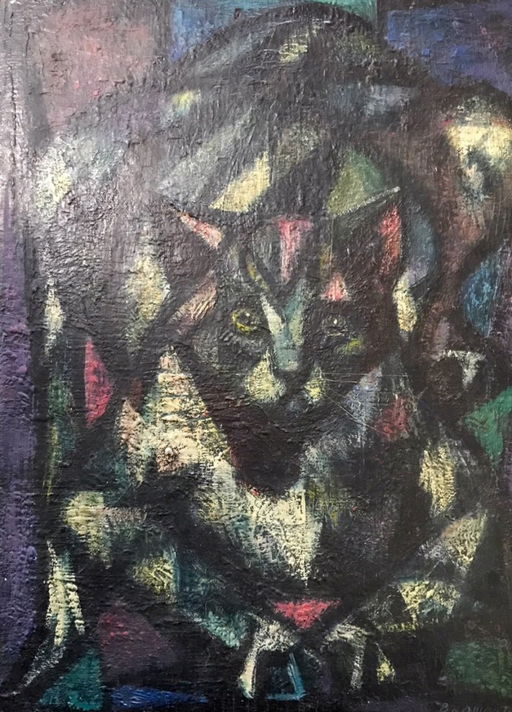Bruno Bramanti Modernist Abstract Cat Painting 1951 Jul 17