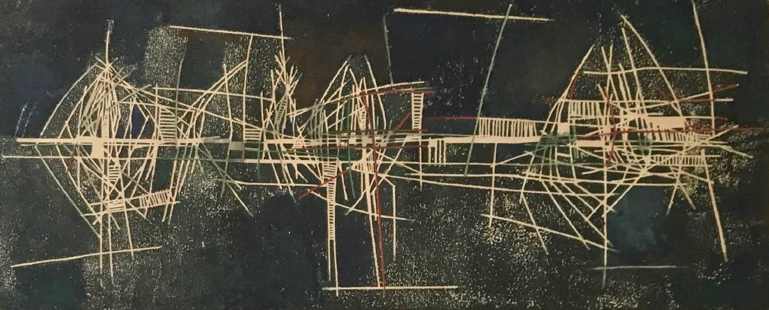 Mid-century Mexican Abstract Woodcut, Henriques (1 of 3)