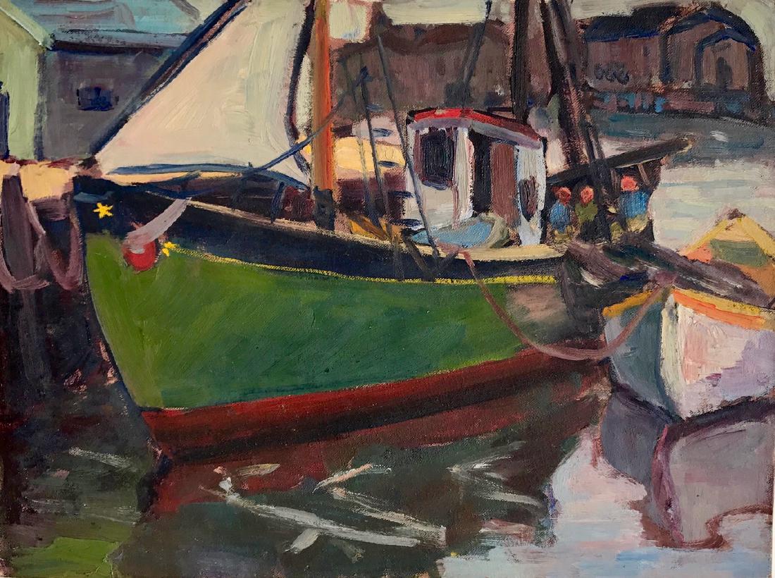 New England Harbor Oil Painting, Harriette Landon (1 of 3)