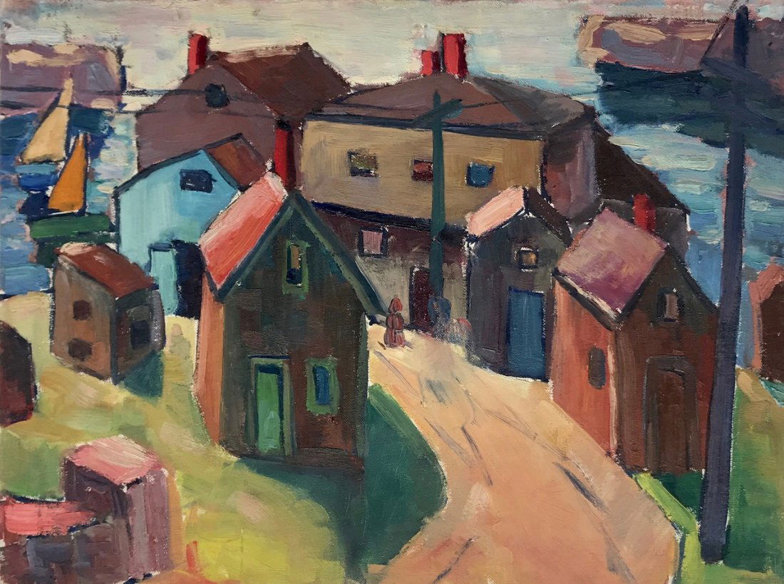 Gloucester Village Harbor Painting, Harriette Landon (1 of 2)