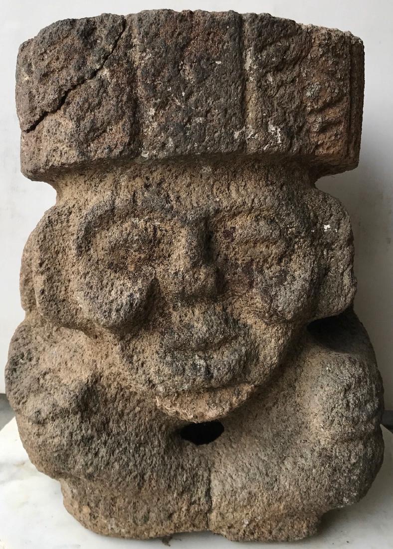 Ceremonial Stone Head Artifact: 15"x11"x 32.6" 70 lbs.+ (1 of 7)