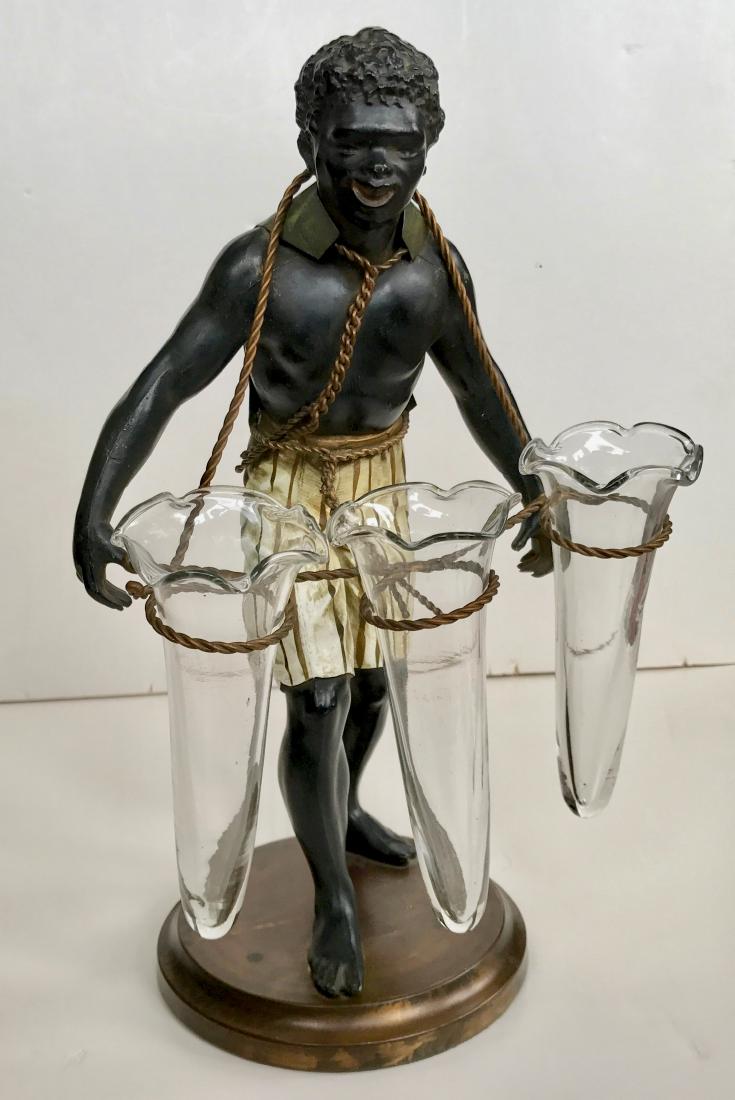 Polychromed Blackamoor Figural Triple Bud Vase (1 of 4)