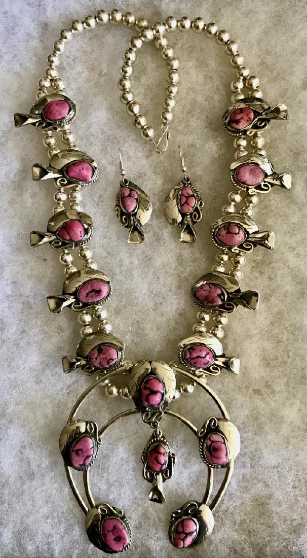 Navajo Silver Squash Blossom Necklace with Earrings (1 of 6)