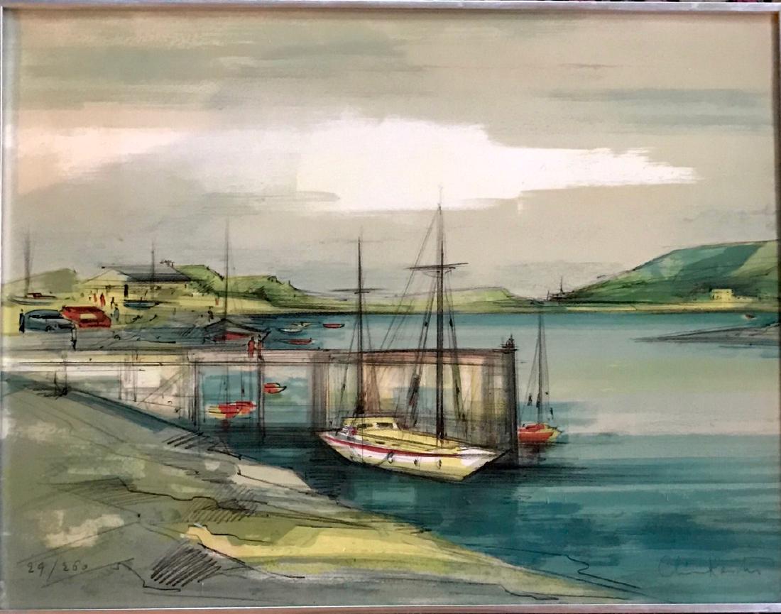 Mid-Century American Harbor Landscape, Signed (1 of 4)