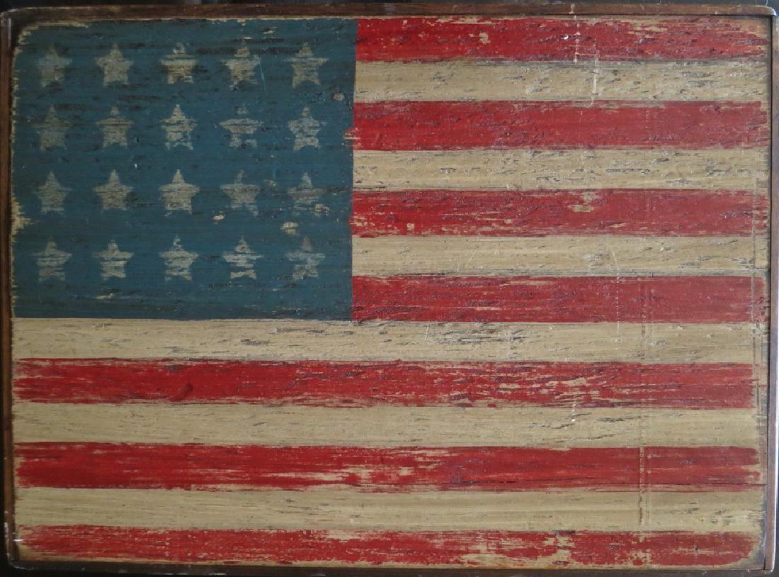 Folk Art Wood Painted American Flag, Young 1982 (1 of 6)