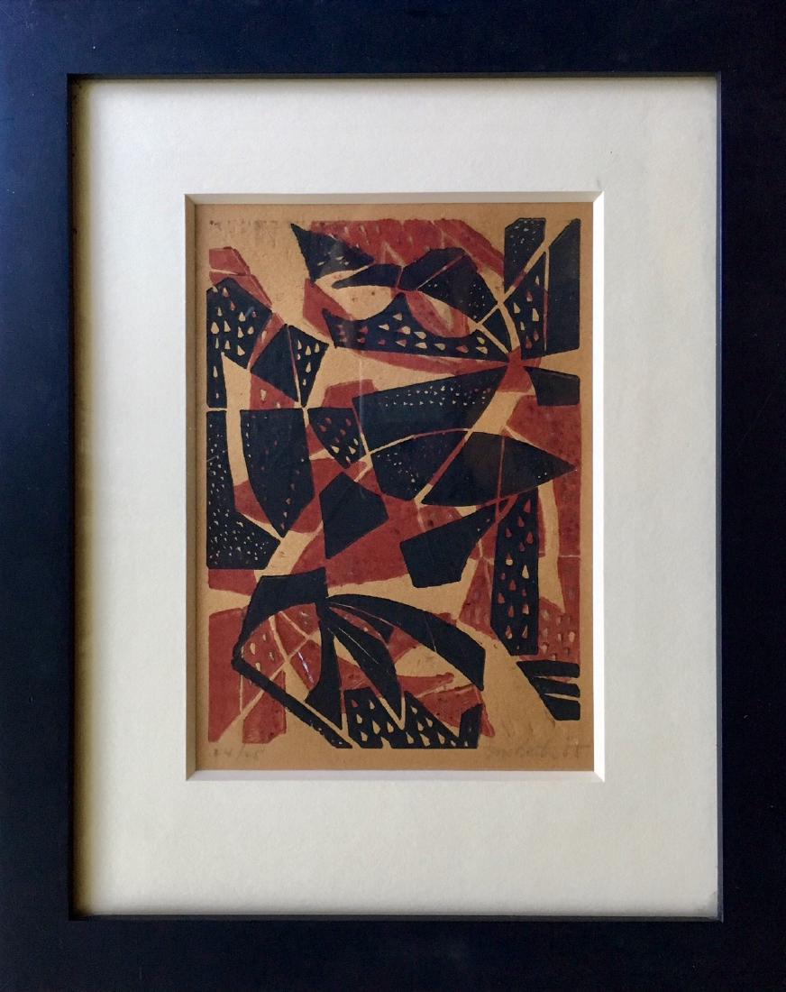 American Abstract Woodblock, M. Barton 1955 (1 of 4)