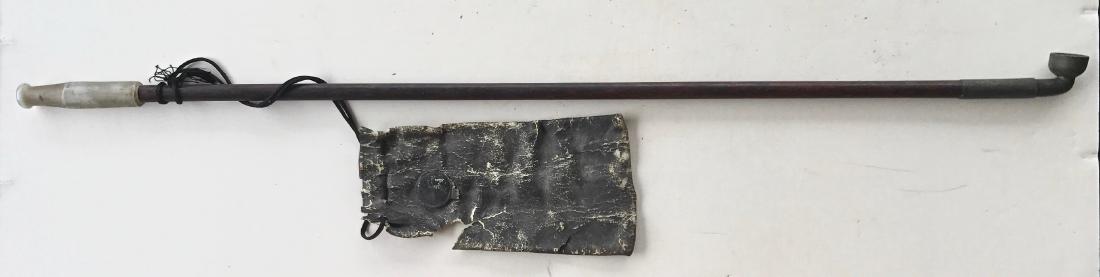 19th C. Chinese Opium Pipe With Jade, 28.6"lgt. (1 of 5)