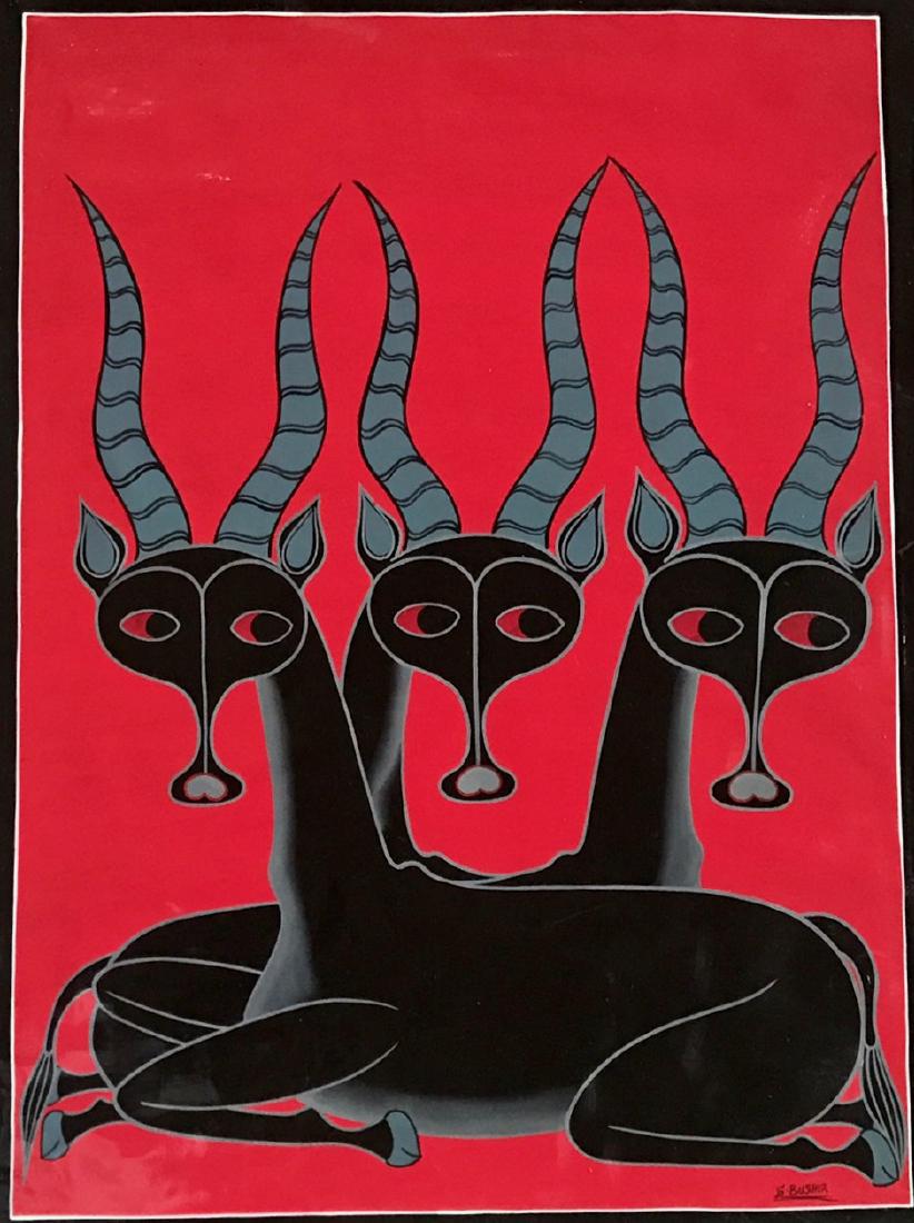 Tanzanian Tinga Tinga Painting,Salum Bushir "Antelopes" (1 of 3)