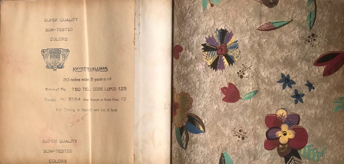 Textile Swatch Samples Folder "Kayser & Allman" 1930: Swatch album of 100's of wallpaper textiles. Manufacturer Kayser & Allman,1930. 100's of textile sample material swatches. American company designs. Dimension: 18" x 15". Year: 1930. Condition: genera