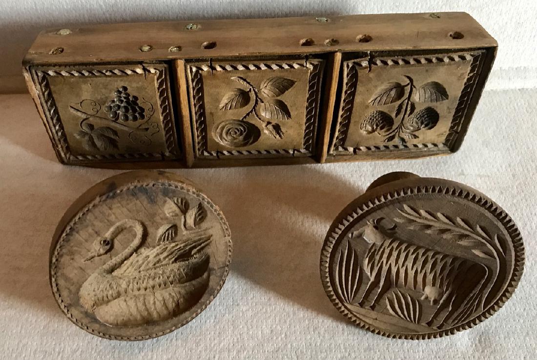 Wood Butter Molds, Cow,Swan,Floral,Grapes & Strawberry (1 of 5)