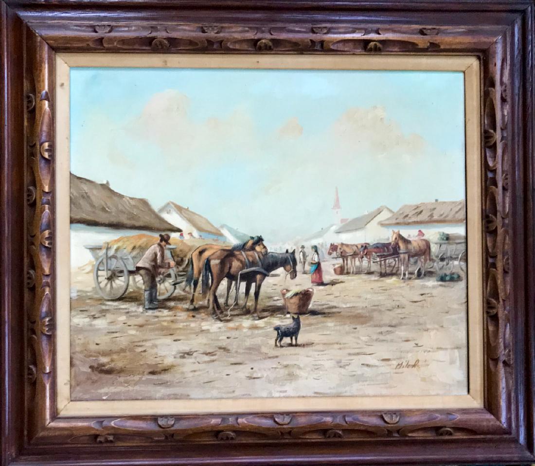 Continental School Painting, Horse Market Square, Miler (1 of 5)