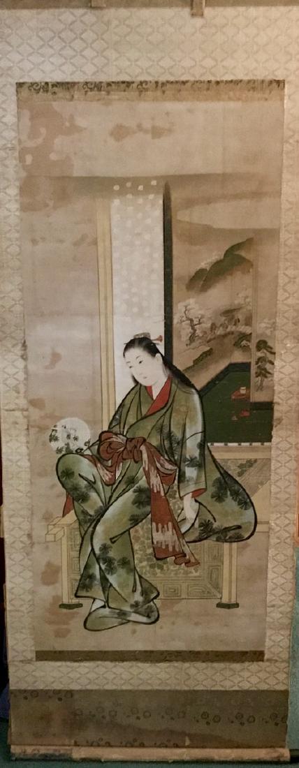 Early Chinese Painted Silk Panel Scroll  6' x 4' (1 of 4)