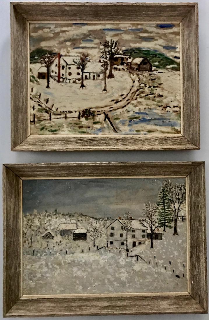 American Winter Snowscape Landscape Paintings, 1950's (1 of 5)