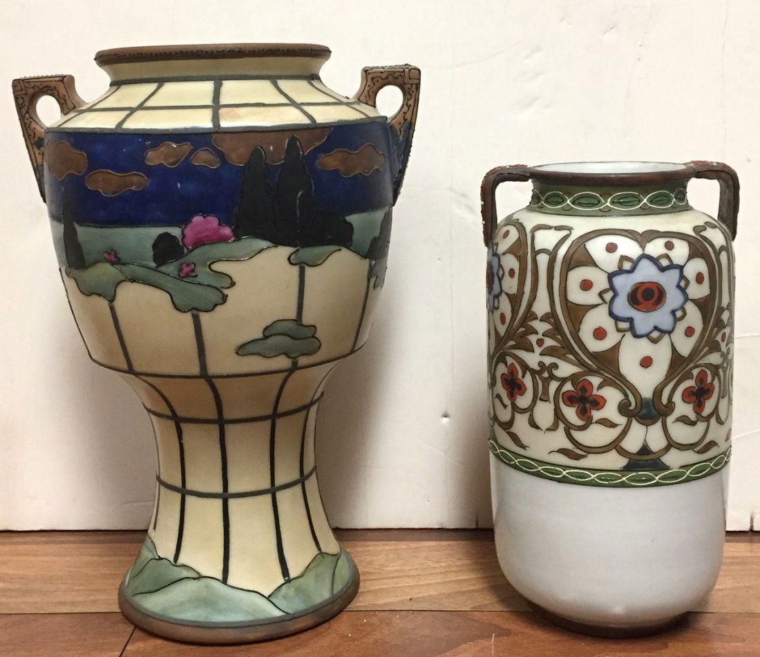 Nippon Hand Painted & Moriage Porcelain Vases (2) (1 of 6)