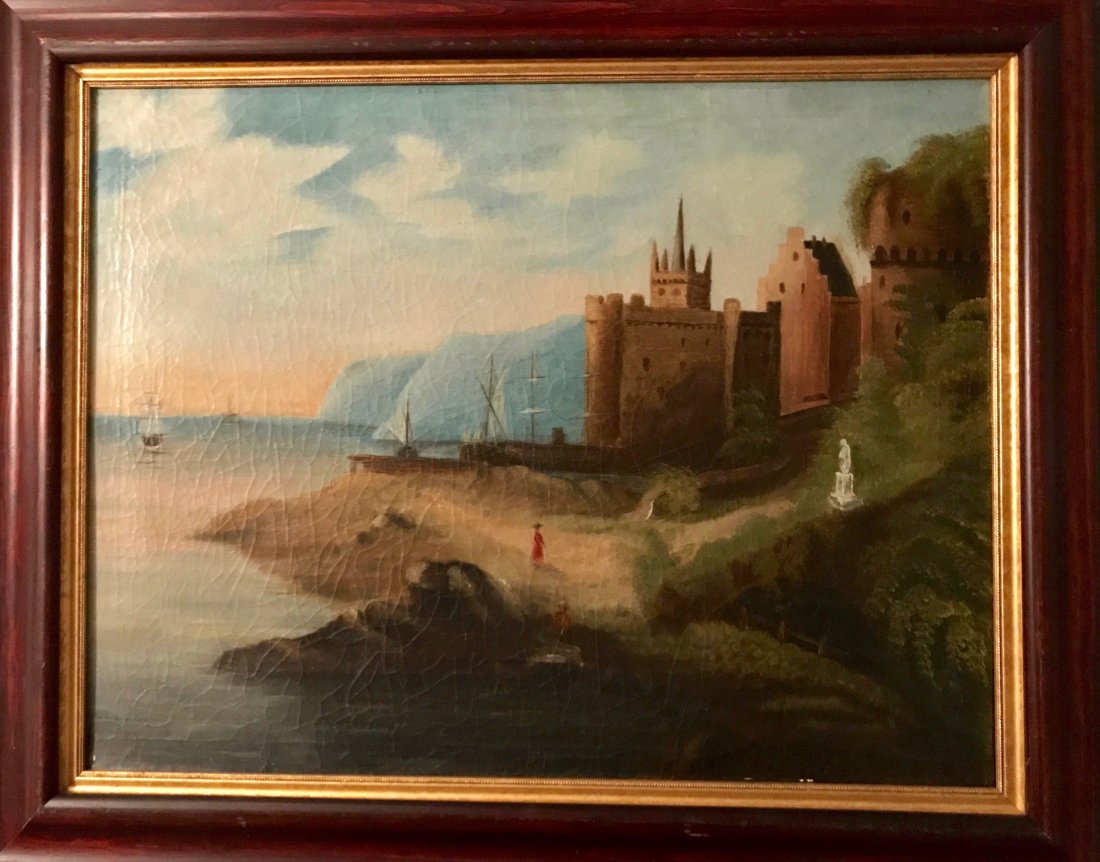 Continental Coastal Landscape Oil Painting,19th C. (1 of 3)