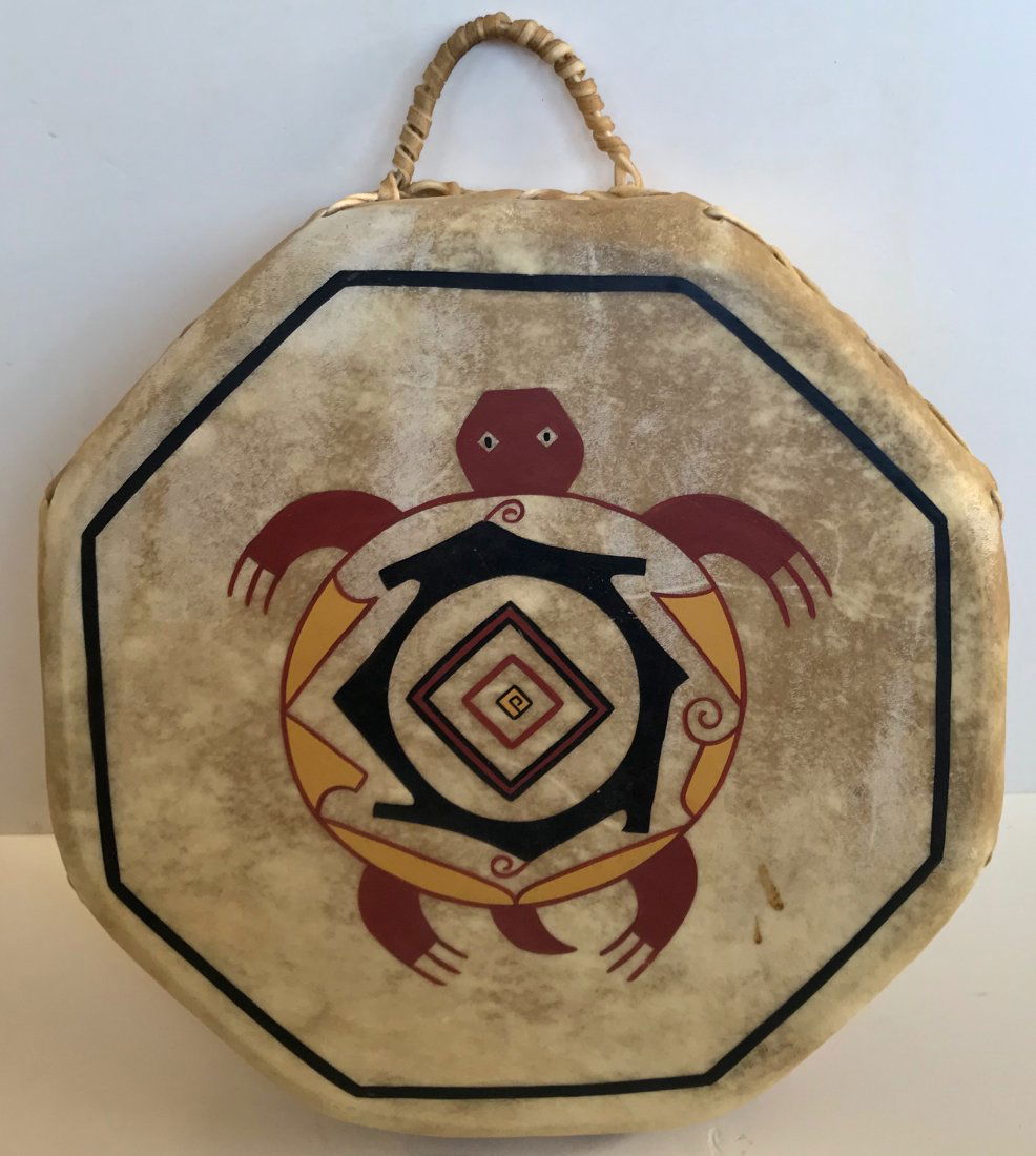 Native American Indian Painted Turtle Hide Drum (1 of 5)