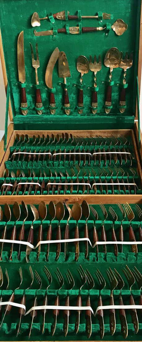 Rosewood & Brass Siam Flatware Set 1950\'s (144 pieces) Rosewood & Brass Siam Flatware Set 1950\'s (144 pieces)