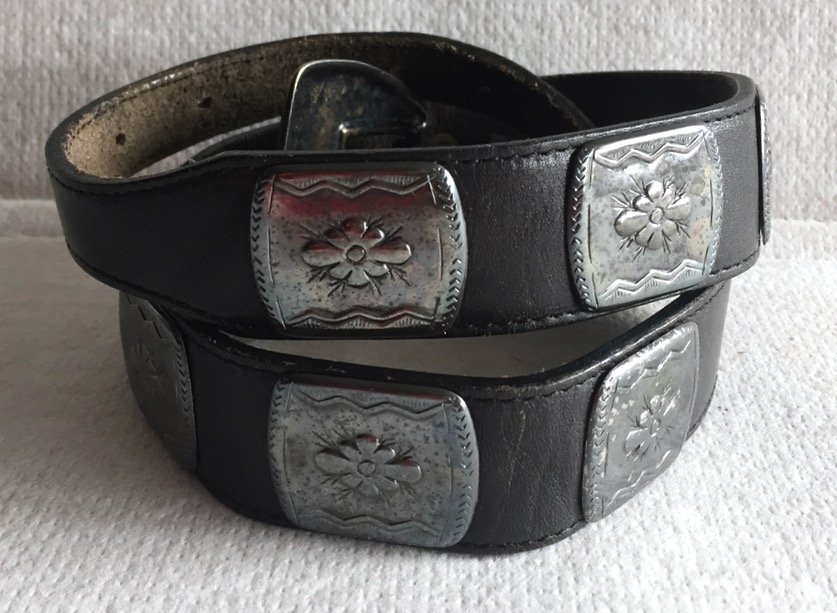 Southwestern Vintage Silver Concho Leather Belt (1 of 3)