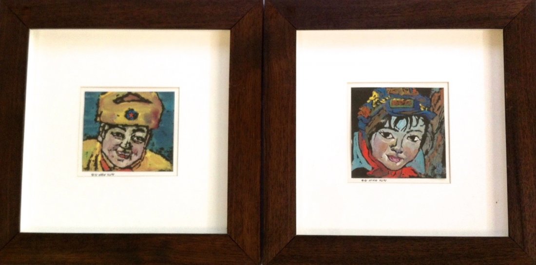 Chinese Pop Art Paintings "Two Comrades" Signed 1970's (1 of 6)