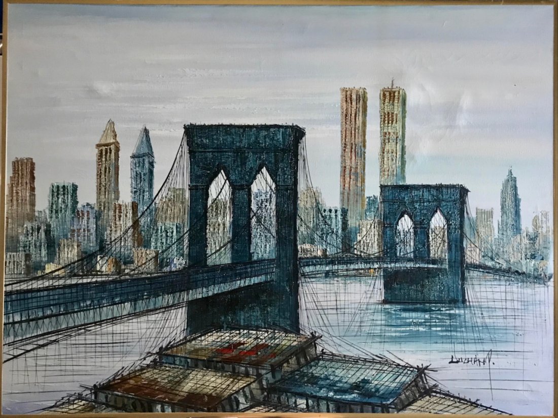 Mid-Century N.Y.C. Cityscape Painting, Signed (1 of 4)