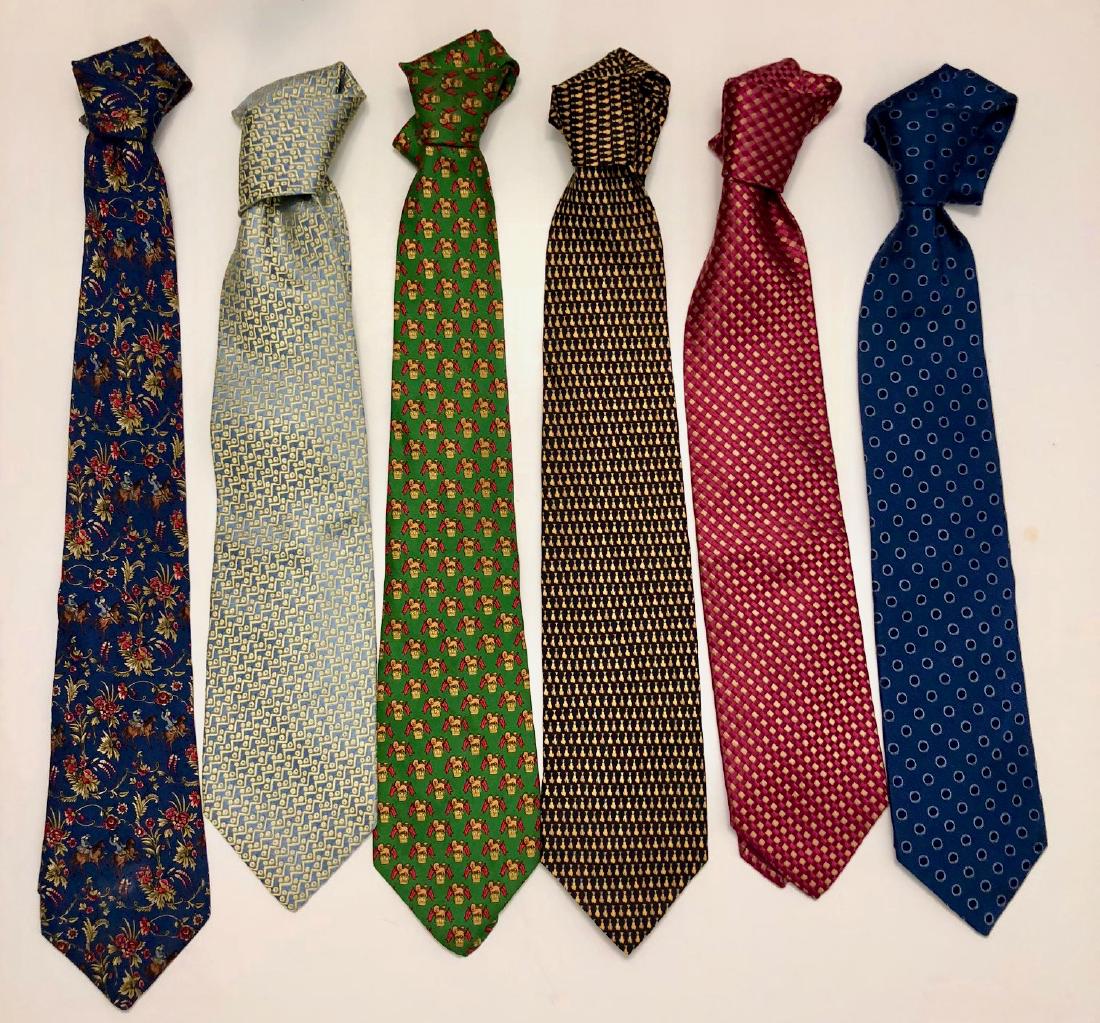Six Designer Men's Silk Ties, Ferragamo & Charvet (1 of 4)