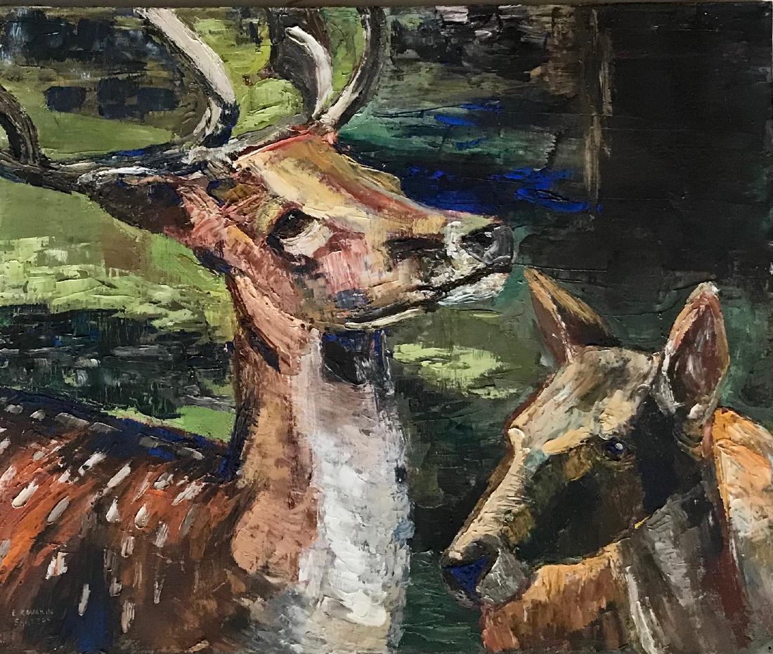 Mid-Century Wildlife Painting, E. Kovarik Sanders (1 of 3)