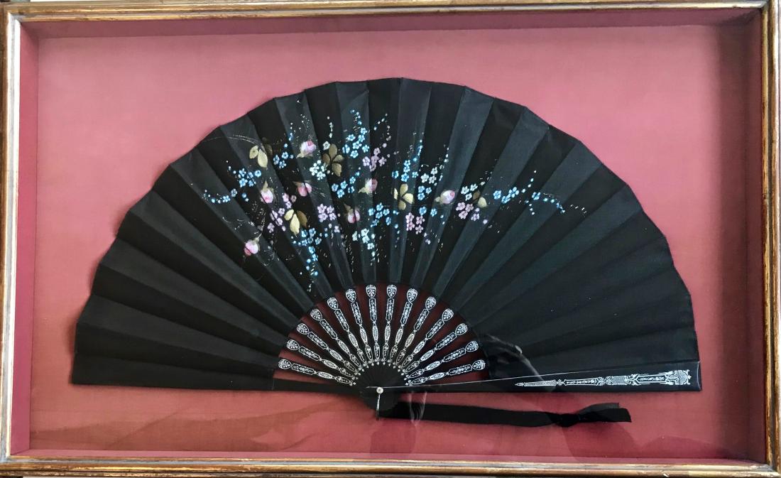 French Hand-Painted Silk Fan In Shadowbox (1 of 4)