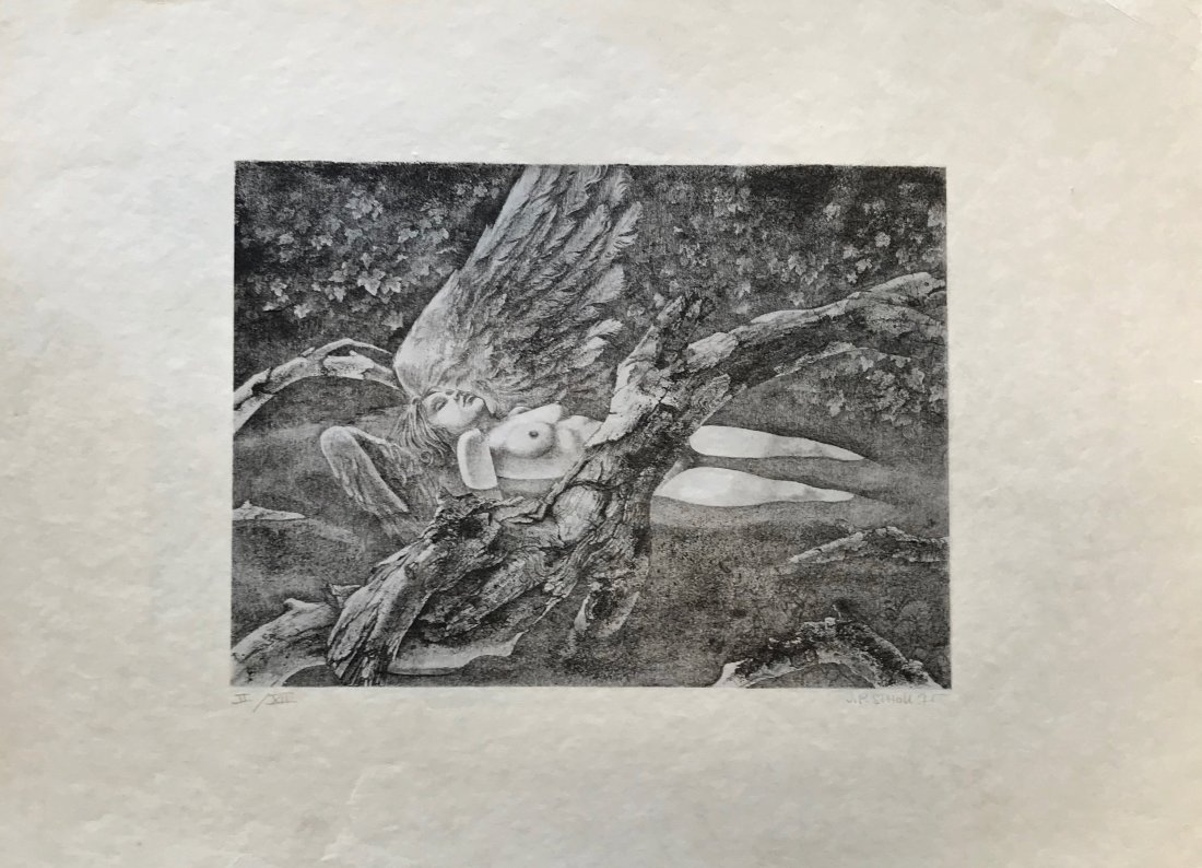 Deux Contes Hans Christian Andersen,Jean-Pierre Stholl: Erotic and psychoanalytic fantasy lithograph based on the fairy tales of Hans Christian Andersen by the artist: Jean-Pierre Stholl. Jean-Pierre Stholl (France,1949, Ermont, Val d'Oise) artist Large fo