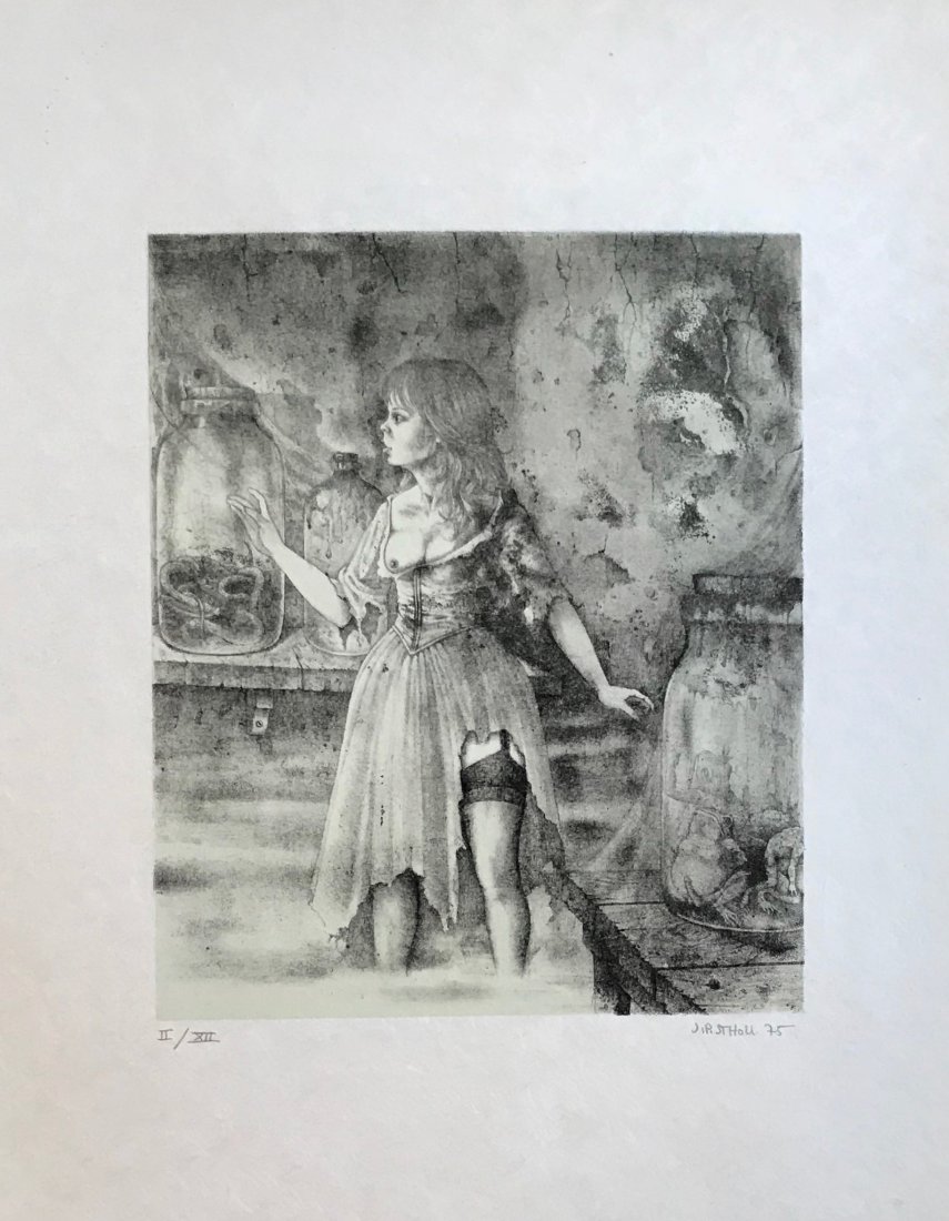 Deux Contes de Hans Christian Andersen, Jean P. Stholl: Erotic and psychoanalytic fantasy lithograph based on the fairy tales of Hans Christian Andersen by the artist: Jean-Pierre Stholl. Jean-Pierre Stholl (French, b.1949, Ermont, Val d'Oise). Large forma