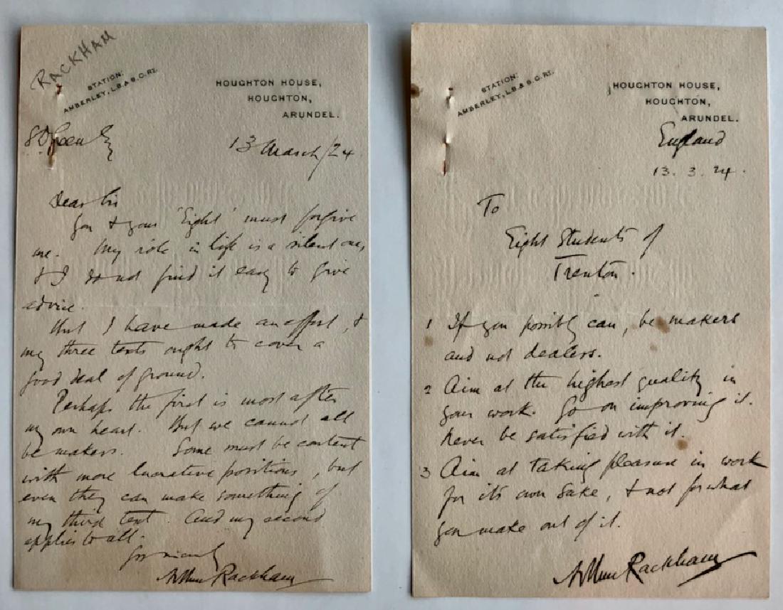 Arthur Rackham Original Handwritten Letters, 1924 (1 of 4)