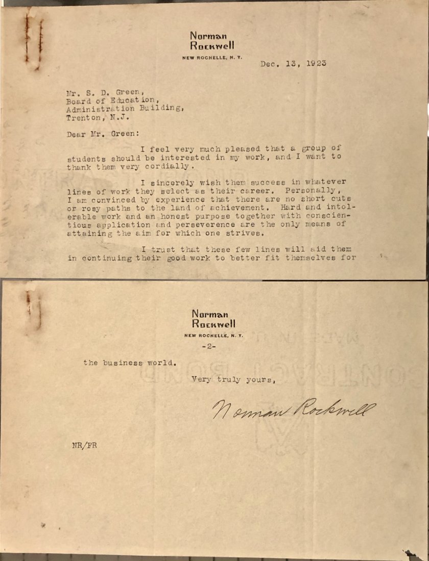 Norman Rockwell Original Hand-Signed Letter 1923 (1 of 2)