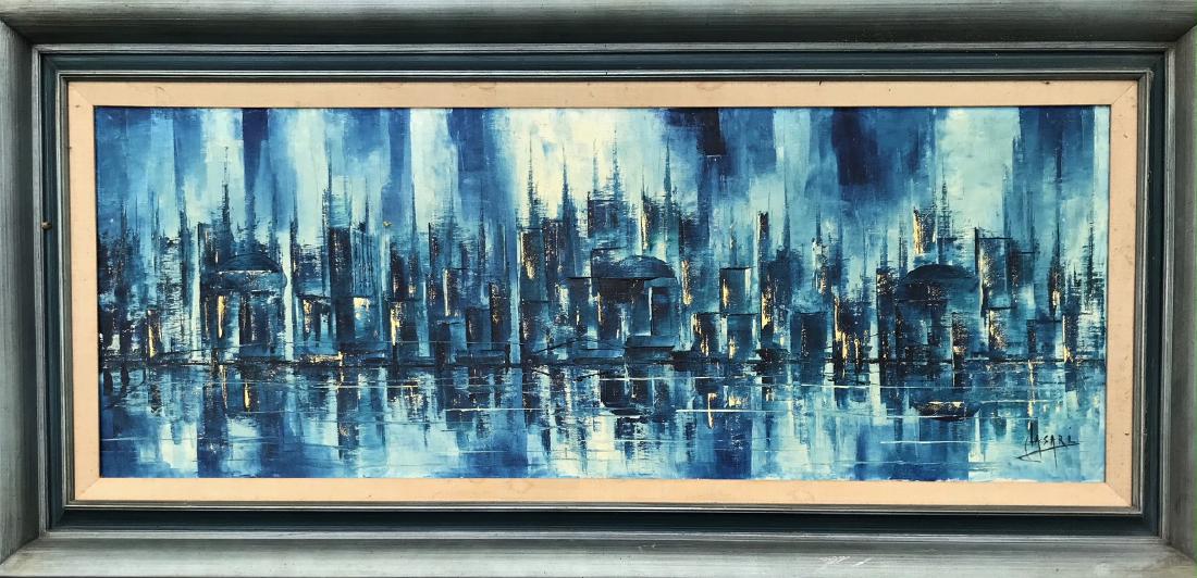 Modern Abstract Cityscape Painting, C. Lasari (1 of 4)