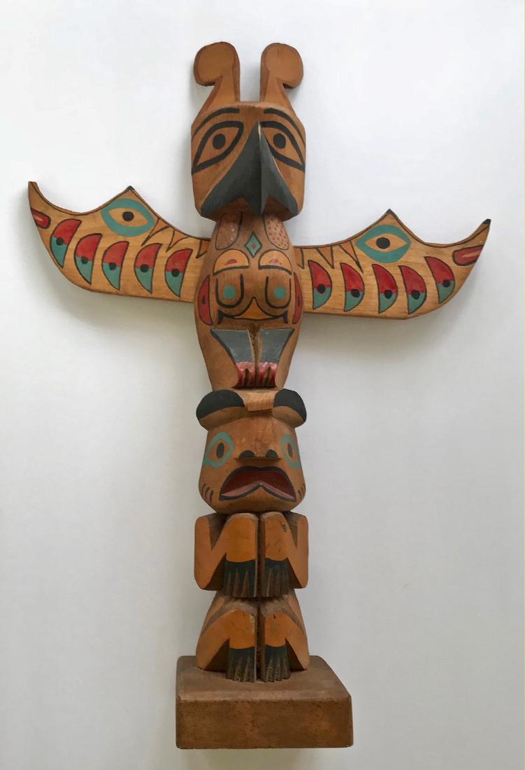 Northwest Coast Polychrome Carved Totem Pole ca.1940s (1 of 3)